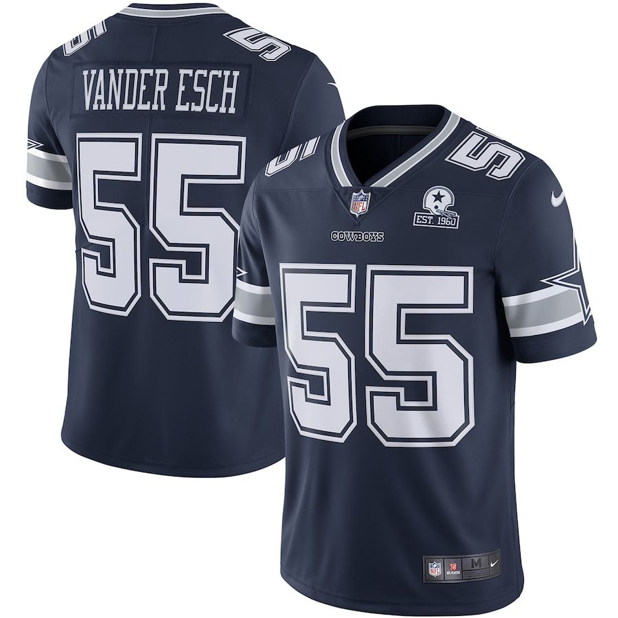 Men Dallas Cowboys #55 Leighton Vander Esch Nike Navy 60th Anniversary Limited NFL Jersey
